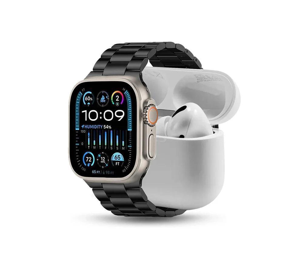 i20 Ultra Max Suit Smartwatch in Black with White AirPods Pro 2 – A premium 10-in-1 package with seamless connectivity and health tracking- Bazaarik.Online