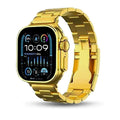 i20 Ultra Max Suit Smartwatch in Gold – Premium design with a 2.3-inch HD display and advanced features.- Bazaarik.Online